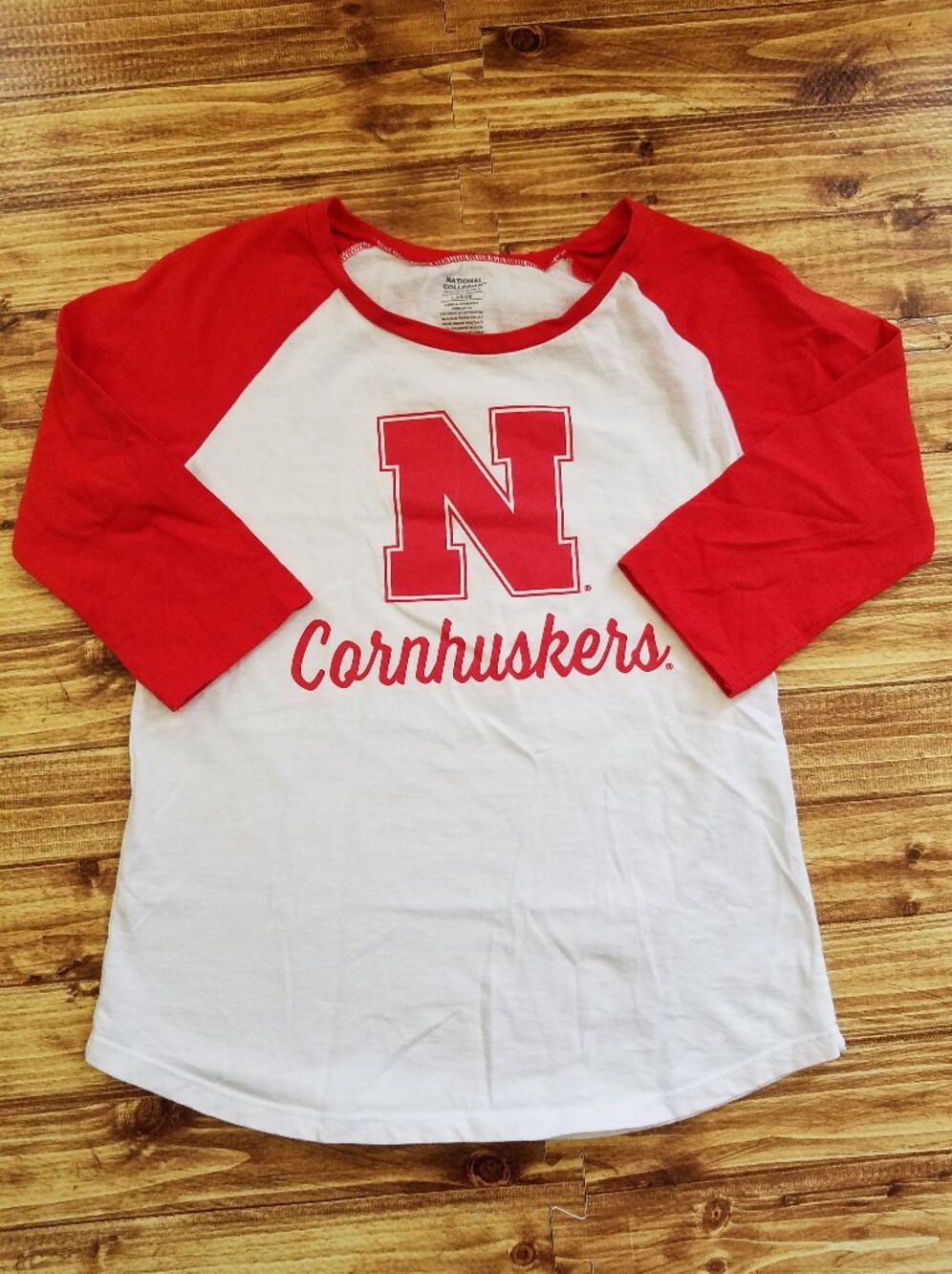 National Collegian Nebraska Cornhuskers Girls Youth Large Raglan Baseball Shirt